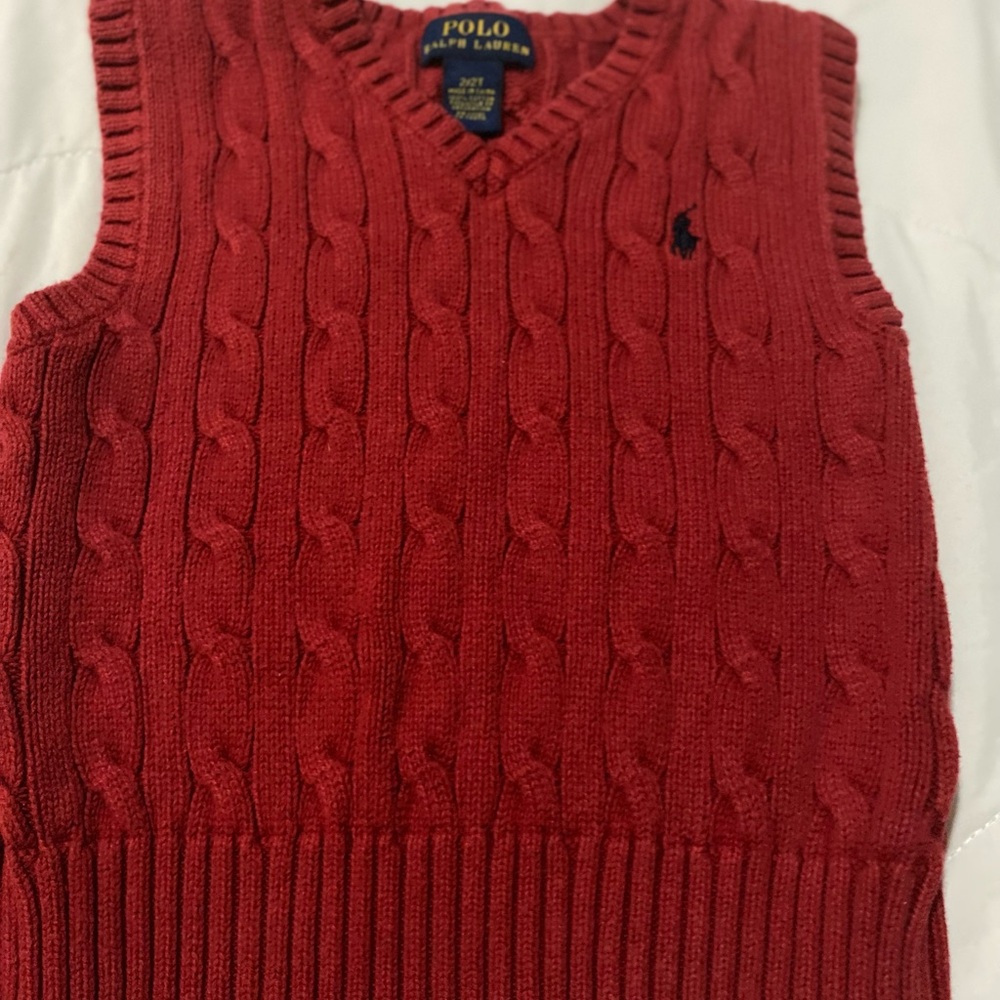 Polo by Ralph Lauren Men's V-Neck Red Sweater Vest